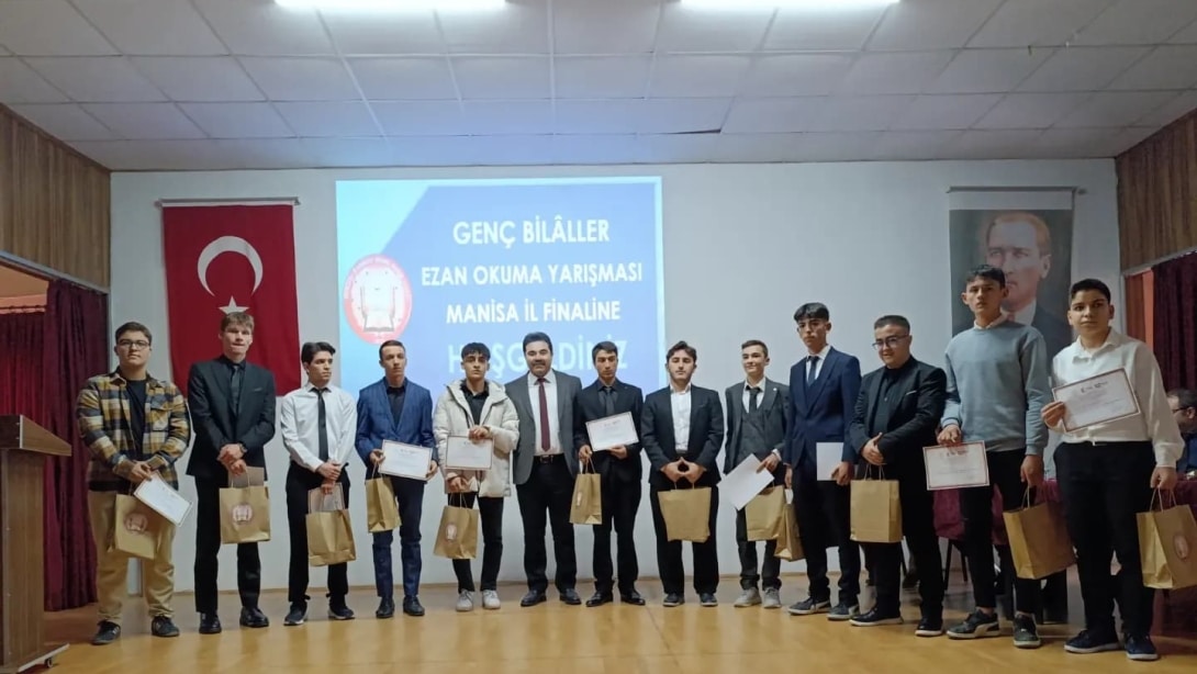 Genç Bilaller Ezan Okuma Yarışması Manisa İl Finali, Akhisar Anadolu İmam Hatip Lisesi Konferans Salonunda Yapıldı.